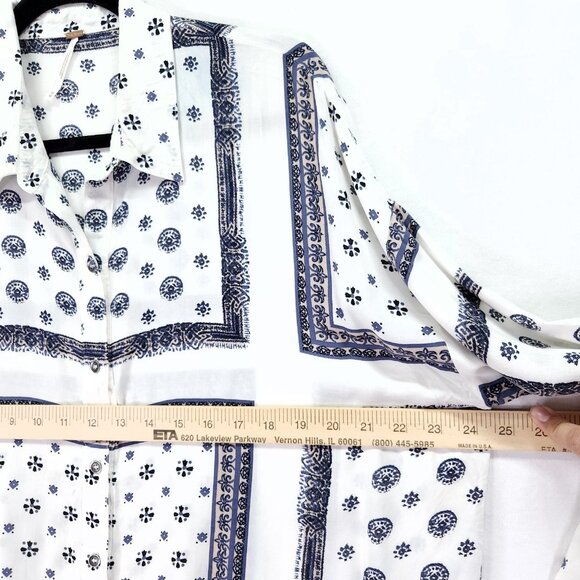 Free People Voile Little Secrets Shirt Womens Medium Button Front Long Sleeve - Picture 6 of 11